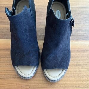 Dr. Scholl's Black Peep-Toe Heeled Boots